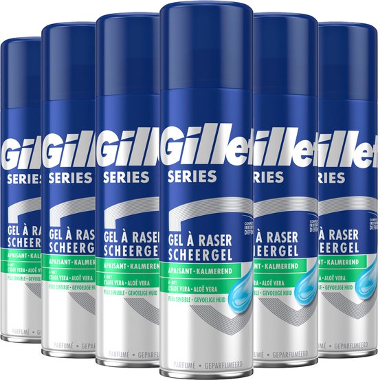 Gillette Series Gevoelige Huid Scheergel Mannen - 6x200ml Voordeelverpakking
