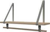 Plankje Roe 70cm - Handles and more® | SUEDE GREY (Complete set: leren plankdragers + plank eikenhout + roede)