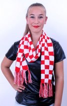 Carnaval geblokte sjaal rood met wit Brabant - Feest sjaal Brabander