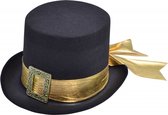 Halloween - Hoge hoed met goud lint voor volwassenen