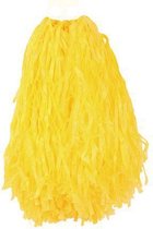 1x Stuks cheerball/pompom geel met ringgreep 28 cm - Cheerleader verkleed accessoires