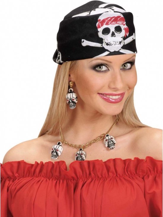 Carnaval verkleed bandana piraat - Carnaval spullen piraten - met doodskop print