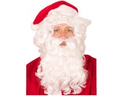 Faram kerstman baard en pruik - verkleed baarden - wit - Pruik met de bekende krullen - Santa Claus