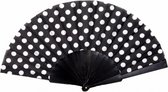 Eventail espagnol noir à pois blancs