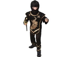 Ninja kostuum - zwart - kinderen - polyester - ninjapak - verkleedkleding - Carnaval 110/122