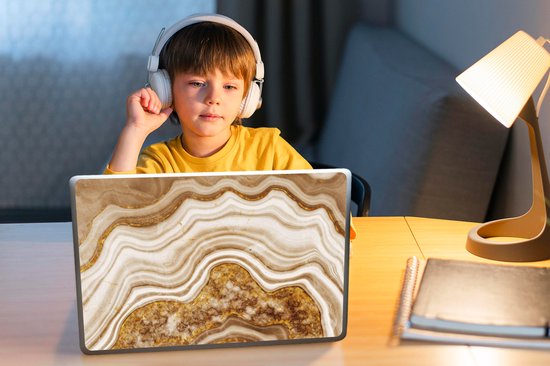 Sticker ordinateur portable - 14 pouces - Marbre - Marron - Ligne