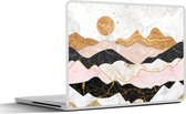 Laptop sticker - 15.6 inch - Marmer - Goud - Pastel - 36x27,5cm - Laptopstickers - Laptop skin - Cover