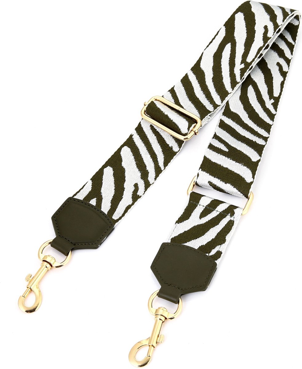 Schouderband - Tassenriem -Tashengsel - Schouderriem - Bag Strap - Verstelbaar - Zebra - Legergroen