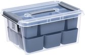 Kunststof box met deksel en vakken Pro Box Plast Team 14L transparant