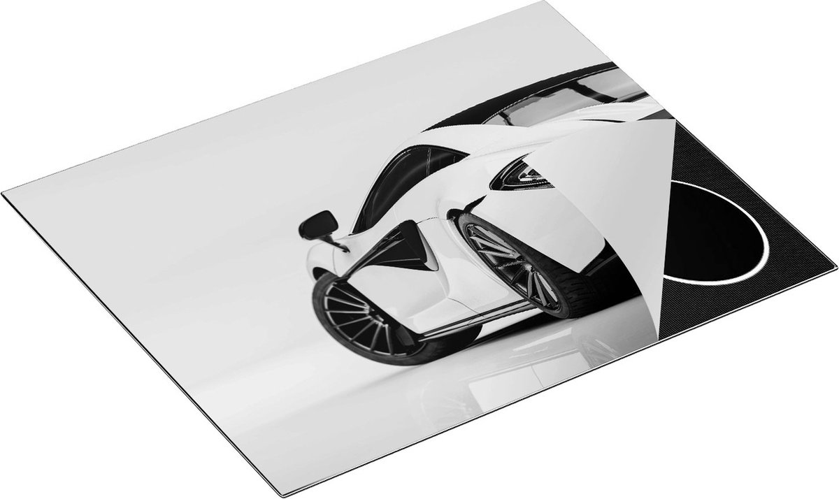 Chefcare Inductie Beschermer Witte Sportwagen Auto - Zwart Wit - 65x52 cm - Afdekplaat Inductie - Kookplaat Beschermer - Inductie Mat