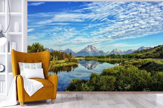 Papier peint Papier peint photo en vinyle - Paysage vert du Wyoming largeur 390 cm x hauteur 260 cm - Tirage photo sur papier peint (disponible en 7 tailles)