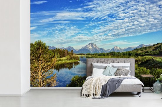 Papier peint Papier peint photo en vinyle - Paysage vert du Wyoming largeur 390 cm x hauteur 260 cm - Tirage photo sur papier peint (disponible en 7 tailles)