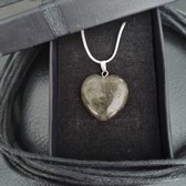 Edelsteen met zilveren ketting Labradoriet hart hanger