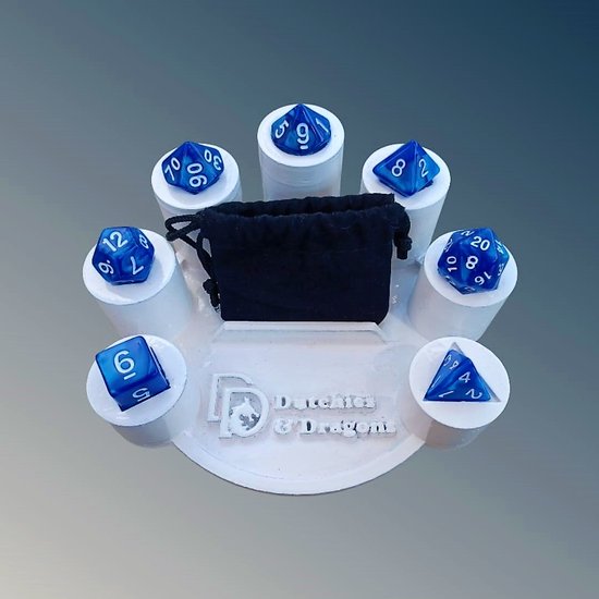 Afbeelding van het spel D&D dice set - DnD dobbelstenen set Blauw - Dungeons and Dragons dobbelstenen Inclusief velvet bewaarzakje - Polydice