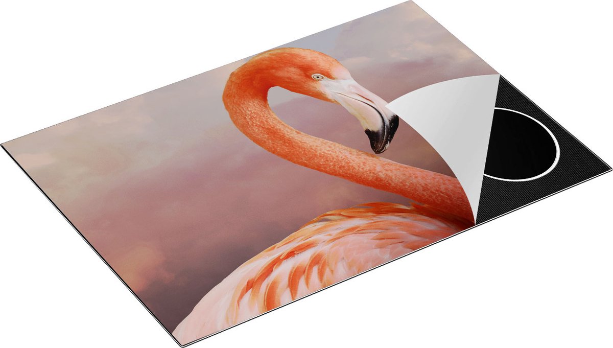 Chefcare Inductie Beschermer Roze Flamingo in de Wolken - 77x51 cm - Afdekplaat Inductie - Kookplaat Beschermer - Inductie Mat
