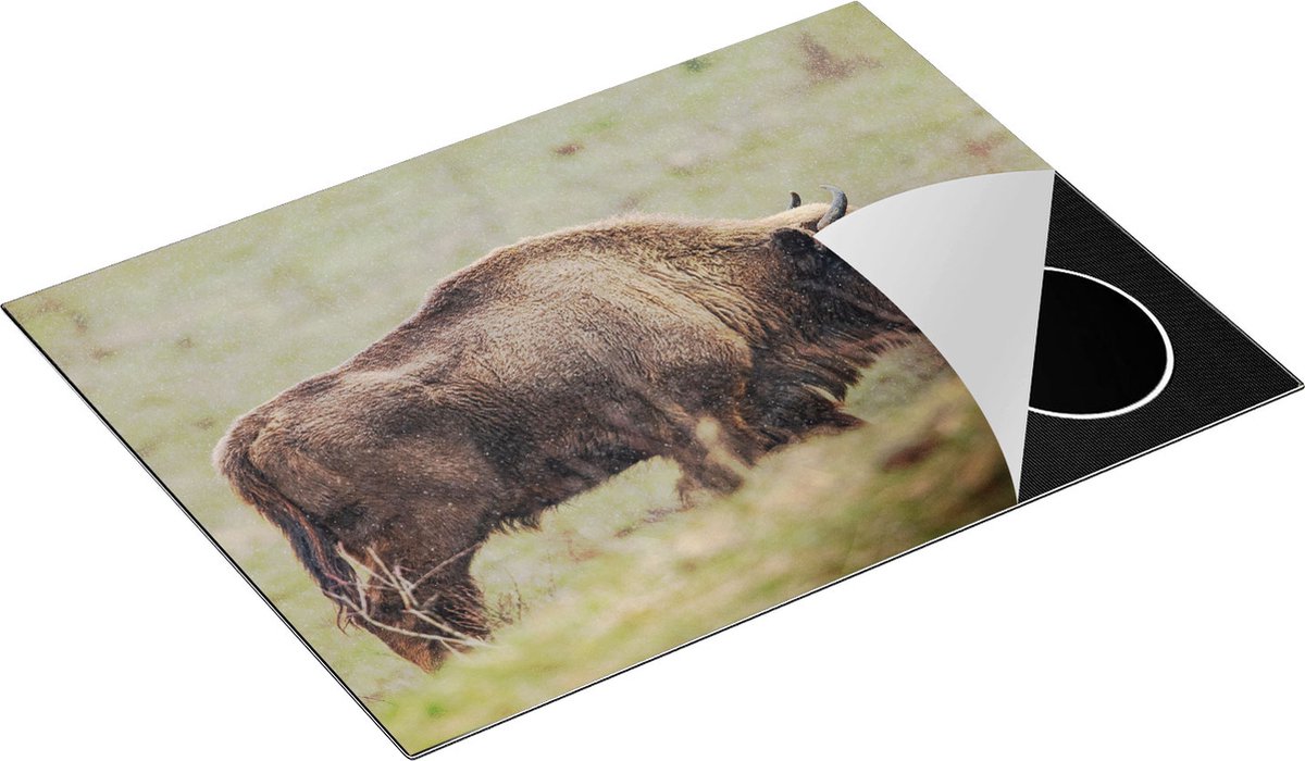 Chefcare Inductie Beschermer Bizon in het Gras - 71x52 cm - Afdekplaat Inductie - Kookplaat Beschermer - Inductie Mat