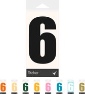 Container Sticker Huisnummer - Cijfer 6 Cijfersticker - Kliko Sticker - Deursticker - Weerbestendig - 10 x 5,5 cm - Zwart