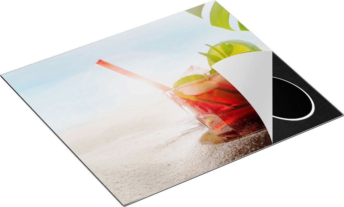 Chefcare Inductie Beschermer Cocktail Mix Drankje op het Strand - 59x51 cm - Afdekplaat Inductie - Kookplaat Beschermer - Inductie Mat