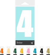 Container Sticker Huisnummer - Cijfer 4 Cijfersticker - Kliko Sticker - Deursticker - Weerbestendig - 10 x 6 cm - Wit