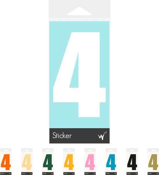 Container Sticker Huisnummer - Cijfer 4 Cijfersticker - Kliko Sticker - Deursticker - Weerbestendig - 10 x 6 cm - Wit