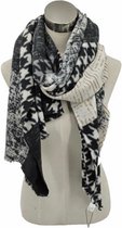Sjaal tweed-blokprint herfst-winter 180/85cm zwart