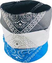 Femur - 3Pack Vintage Bandana – Boeren Zakdoek Hoofdband Classic Paisley Accessoires Sport - Zwart Wit Blauw