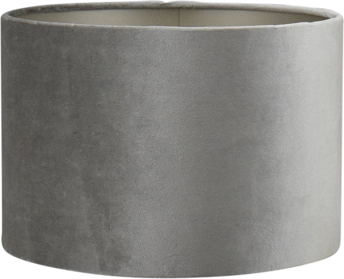 Lampenkap Cilinder - 30x30x20cm - Fendi velours zilver - taupe binnenkant
