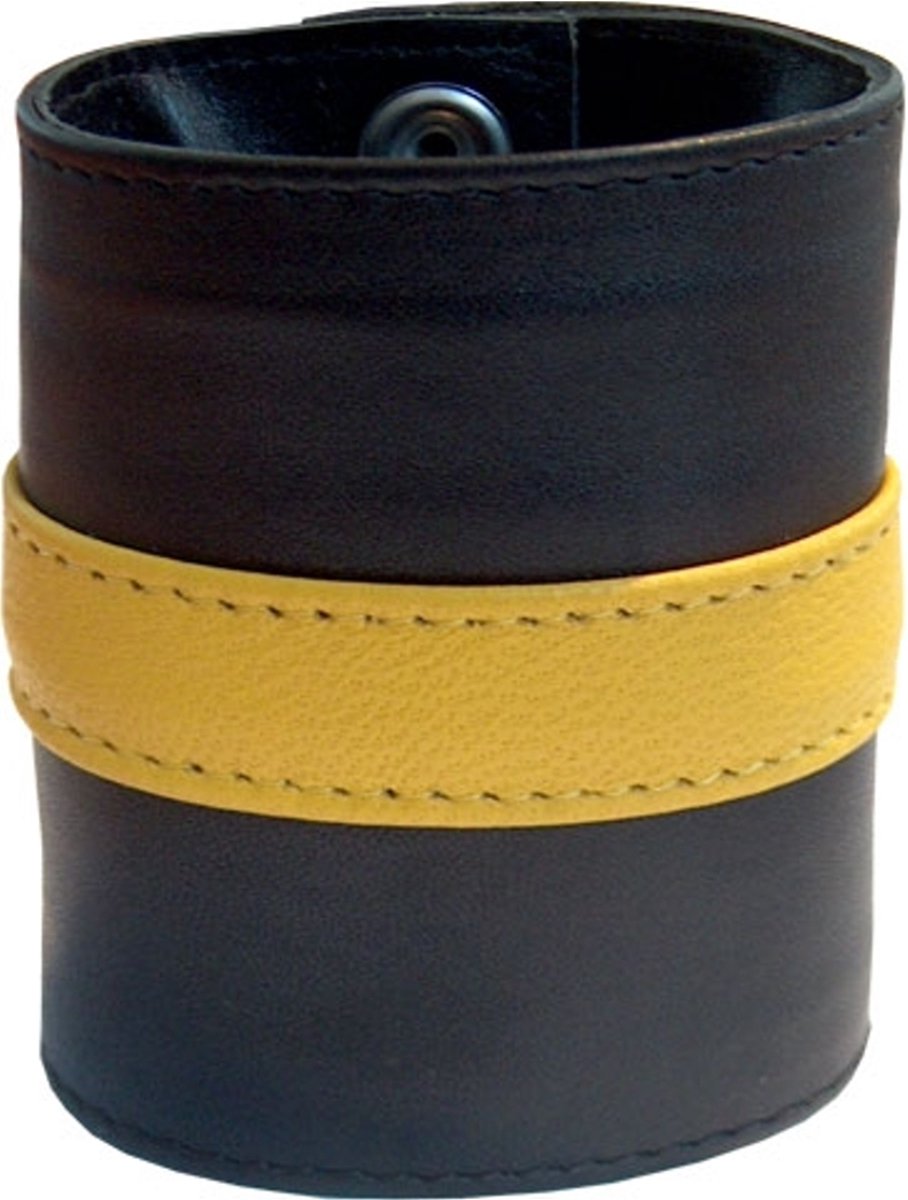 Mister B Leather Wrist Wallet Zip Yellow Stripe Medium