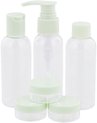 Navulbare reisflesjes en Potjes - 7 Delig - Navulflesjes - Reisetui - Navulbaar - Travel - Lege Plastic Flesjes - Lege Reisflesjes - Reisetui - Vliegtuig - TravelSet - Handbagage - Handluggage - Spilbergen- Wit