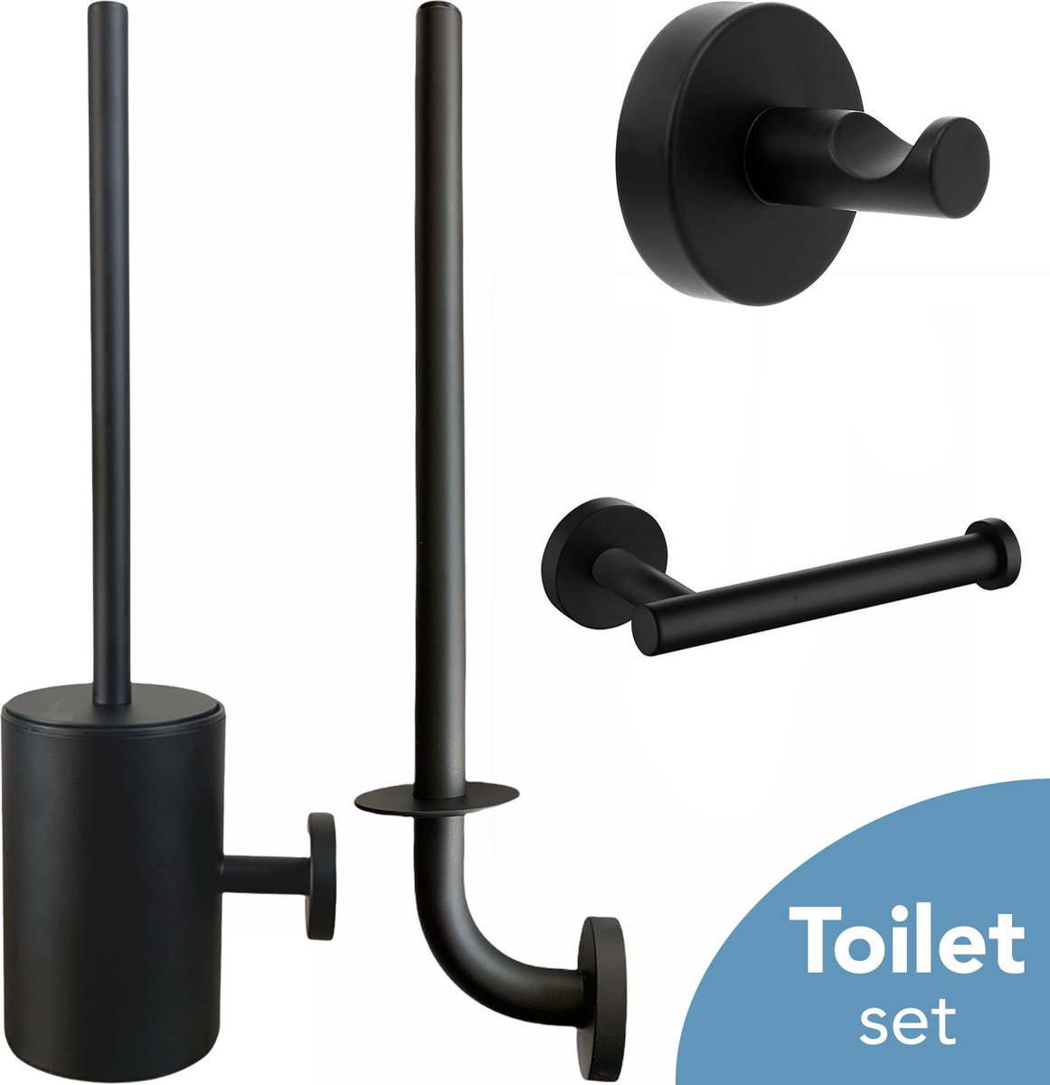 SODEAL Toilet Accessoires Set Zwart Toilet Set Toiletborstel Met