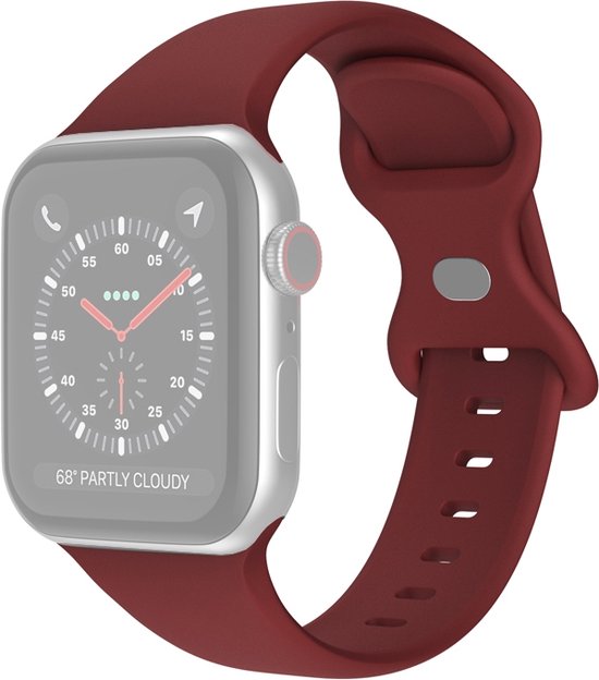 Bracelet en Siliconen (rouge bordeaux), adapté aux modèles Apple Watch Series (1 à 7) avec boîtier de taille 38, 40 et 41 mm (taille : S/M)