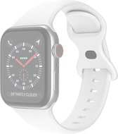 Siliconen bandje - geschikt voor Apple Watch series 1/2/3/4/5/6/7/8/9/SE/SE 2/Ultra/Ultra 2 met case size 42 mm / 44 mm / 45 mm / 49 mm - maat S/M - wit