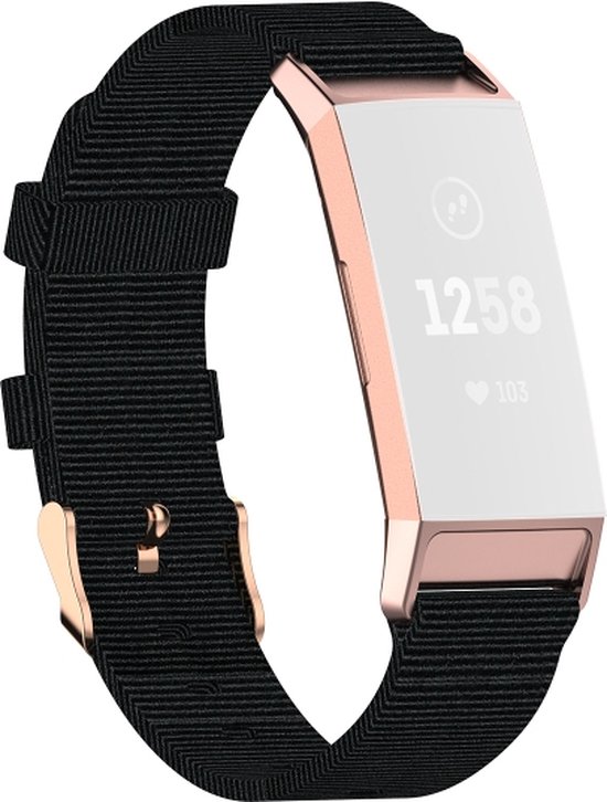 Bracelet en nylon (noir), adapté pour Fitbit Charge 3 & Charge 4