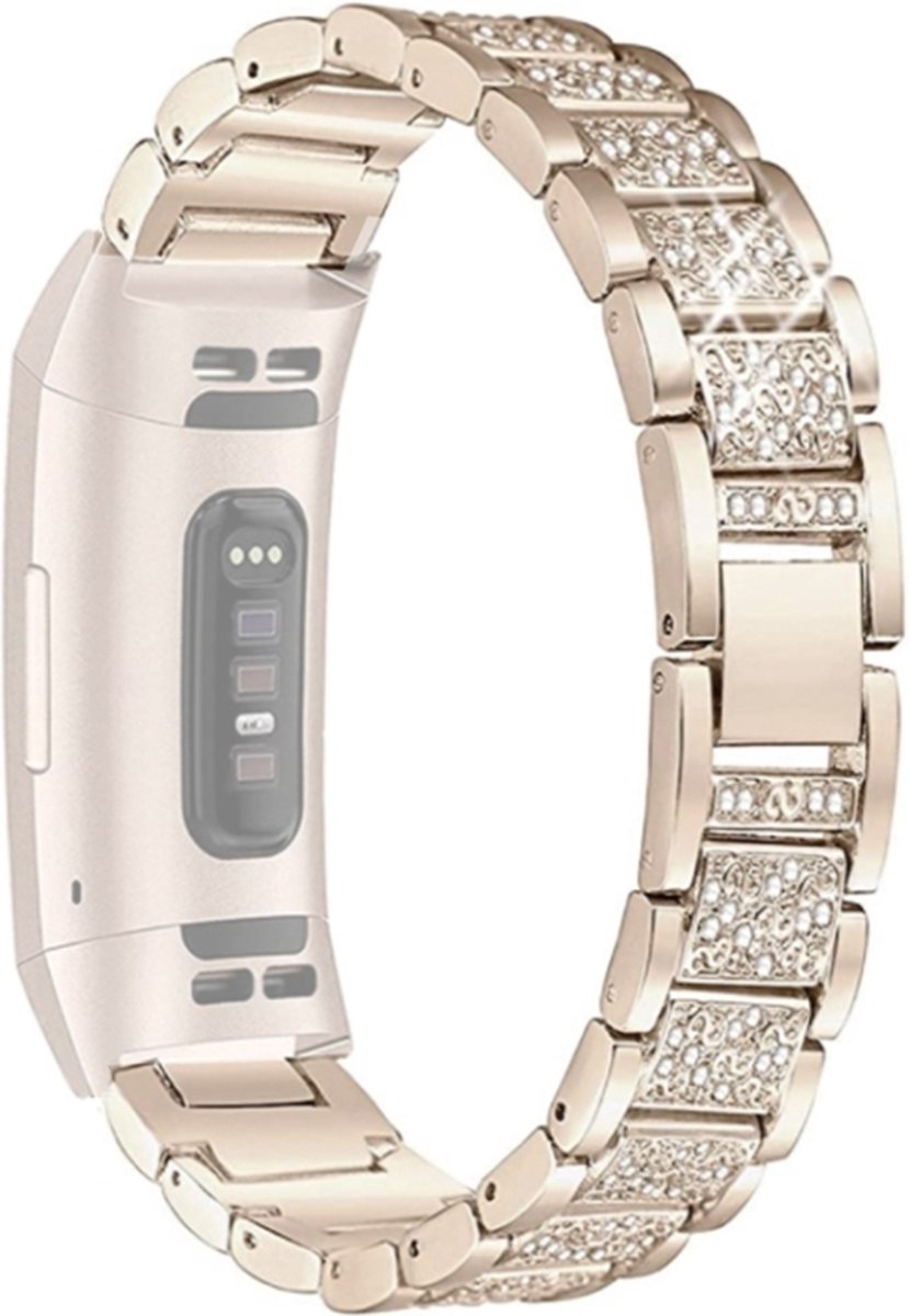 Stalen bandje - RVS - geschikt voor Fitbit Charge 5 / Charge 6 - retrogoud