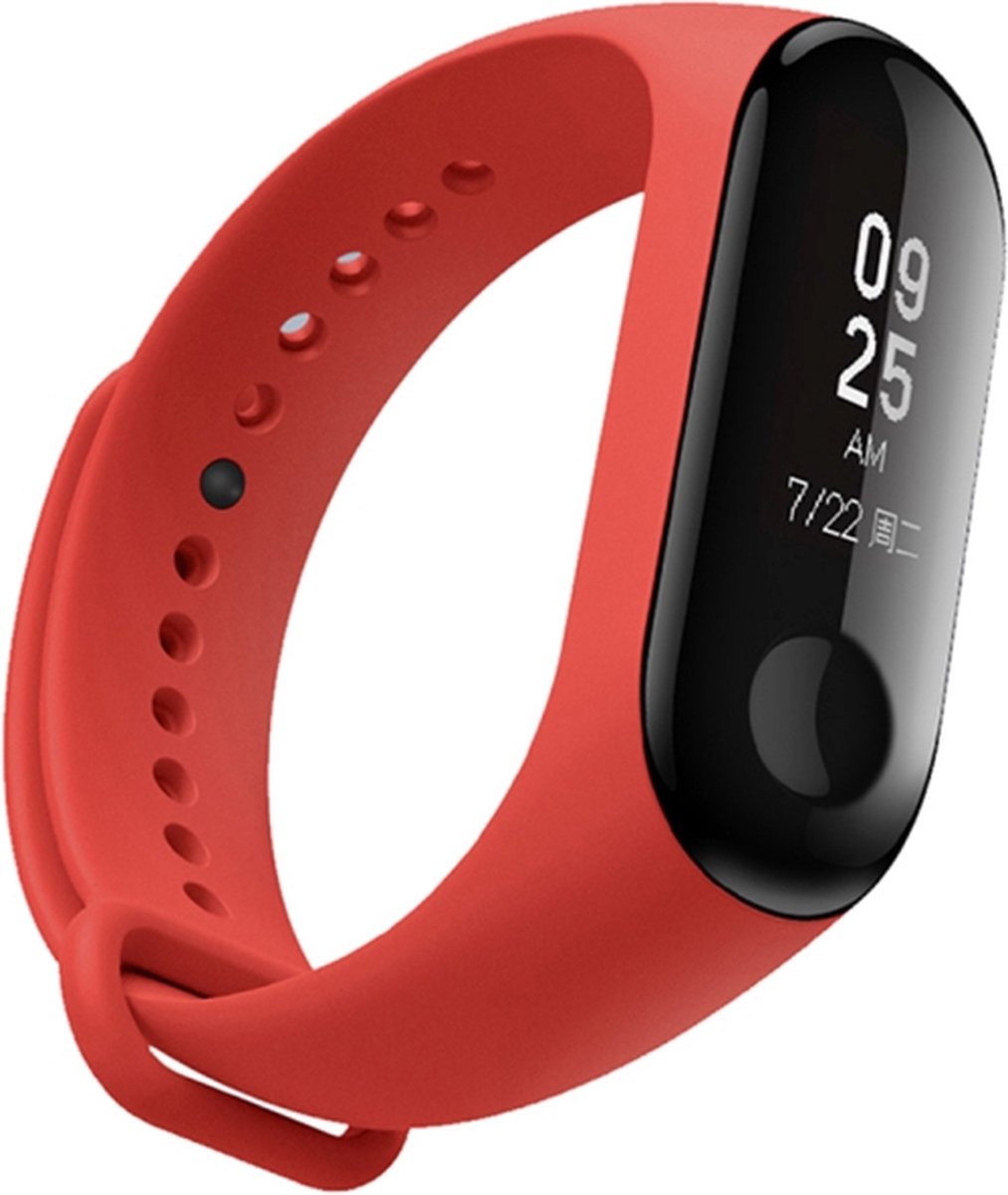 Siliconen bandje - geschikt voor Xiaomi Mi Band 3 / Mi Band 4 - rood