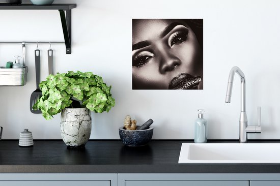 Affiche Femme - Wimpers - Zwart - Wit - 30x30 cm