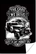 Affiche Mancave - Voiture - Rétro - Citation - 20x30 cm