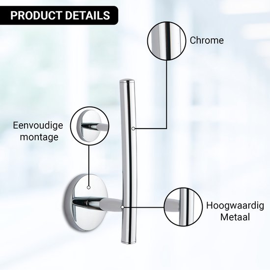 Porte- rouleau de rechange en VDN Stainless - Porte-rouleau de rechange suspendu - Chrome - Porte-rouleau - Porte-rouleau