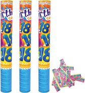 Set de 3 lanceurs de confettis - ANNIVERSAIRE 18 ANS - longueur 40 cm - avec confettis imprimés 16 ans - portée 5-6 mètres de haut