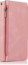 Casemania Hoesje Geschikt voor Oppo A76 Roze - Luxe Portemonnee Book Case met Rits & Extra Vakken