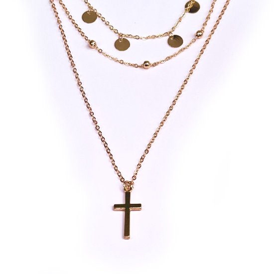 Ensemble collier 3 pièces - Or avec croix et Breloques - Femme - Chers  bijoux | bol.com