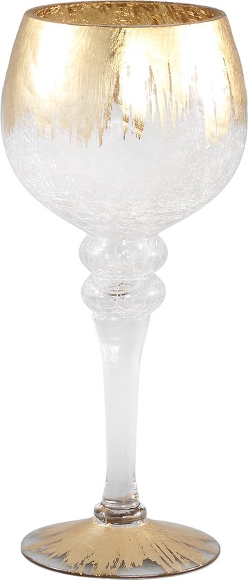 PTMD Armando champagneglas XL - Goud met helder glas - kaarsenhouder - windlicht - theelichthouder