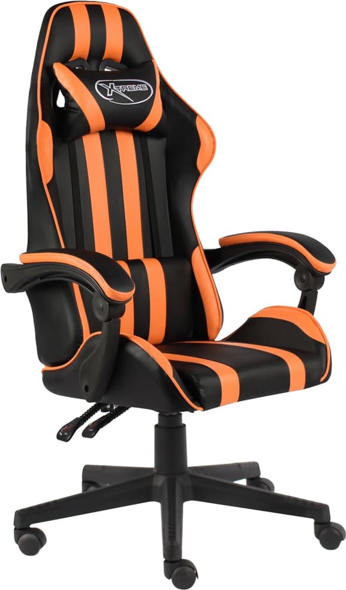 VidaLife Racestoel kunstleer zwart en oranje