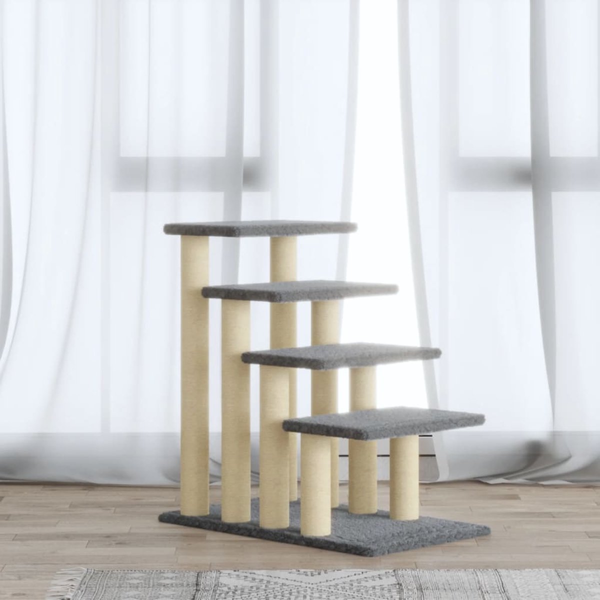 VidaLife Kattenmeubel met sisal krabpalen 63 cm lichtgrijs