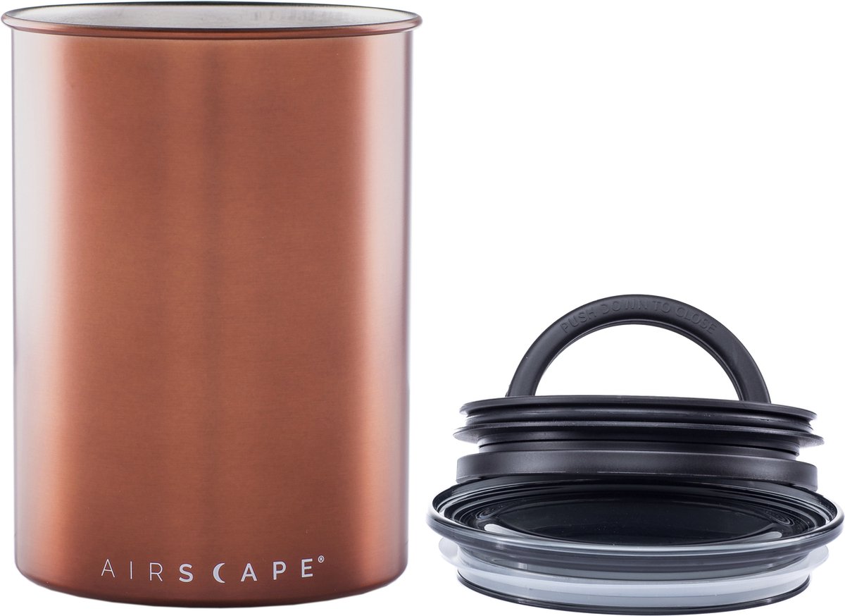 Planetary Design - Airscape - Koffiebonen - Voorraadpotten - Vacuum - Koffie - Staal - geborsteld Koper - 500 gram