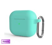 Finnacle - Hoesje geschikt voor Apple AirPods 3 met clip - Turqoise - Beschermhoes - Siliconen - Case - Soft case