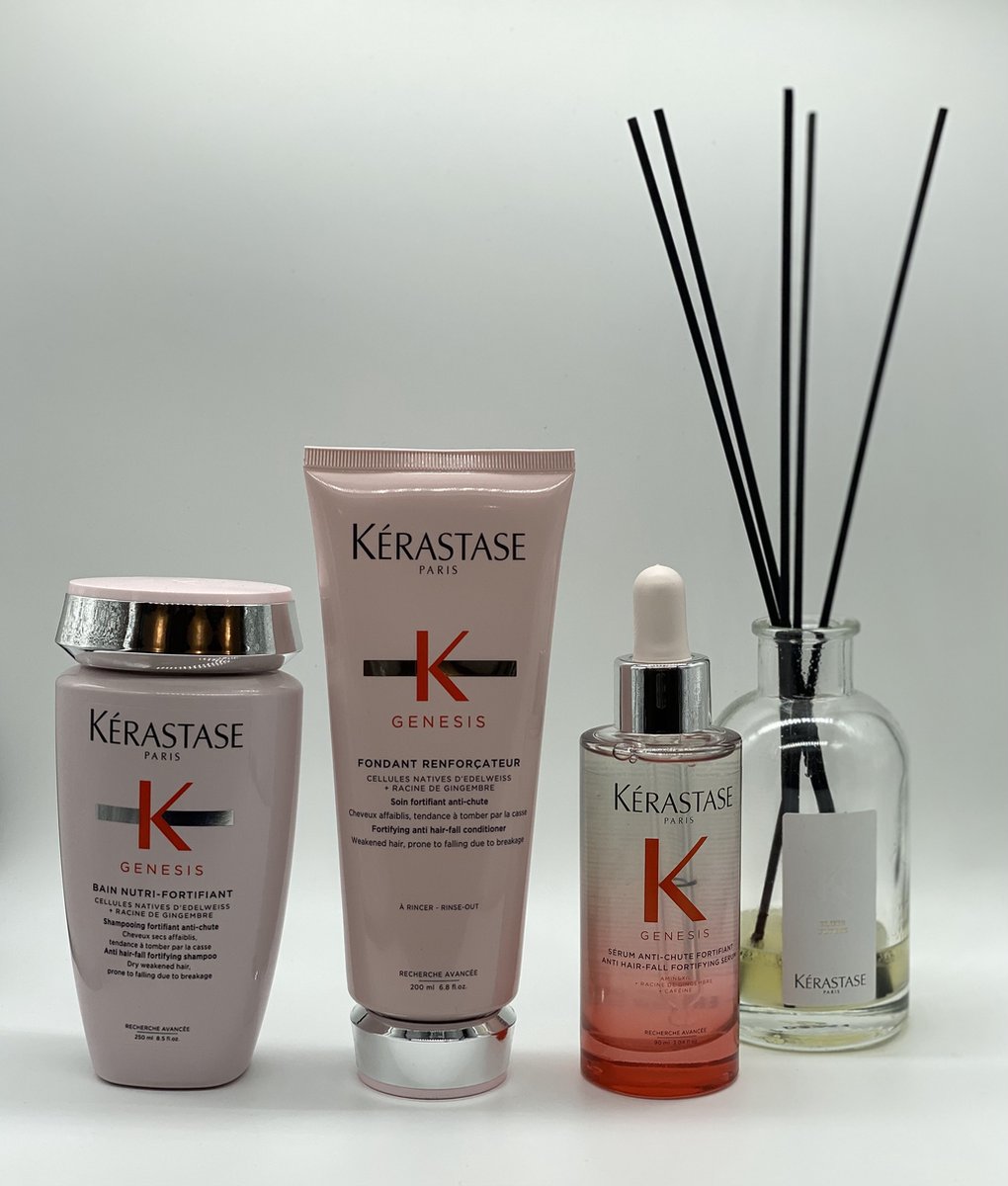 Kerastase Genesis set + Interieur parfum - Bain Nutri-Fortifiant Shampoo 250ml - Fondant creme 250ml - Sérum Anti-Chute Fortifiant 90ml