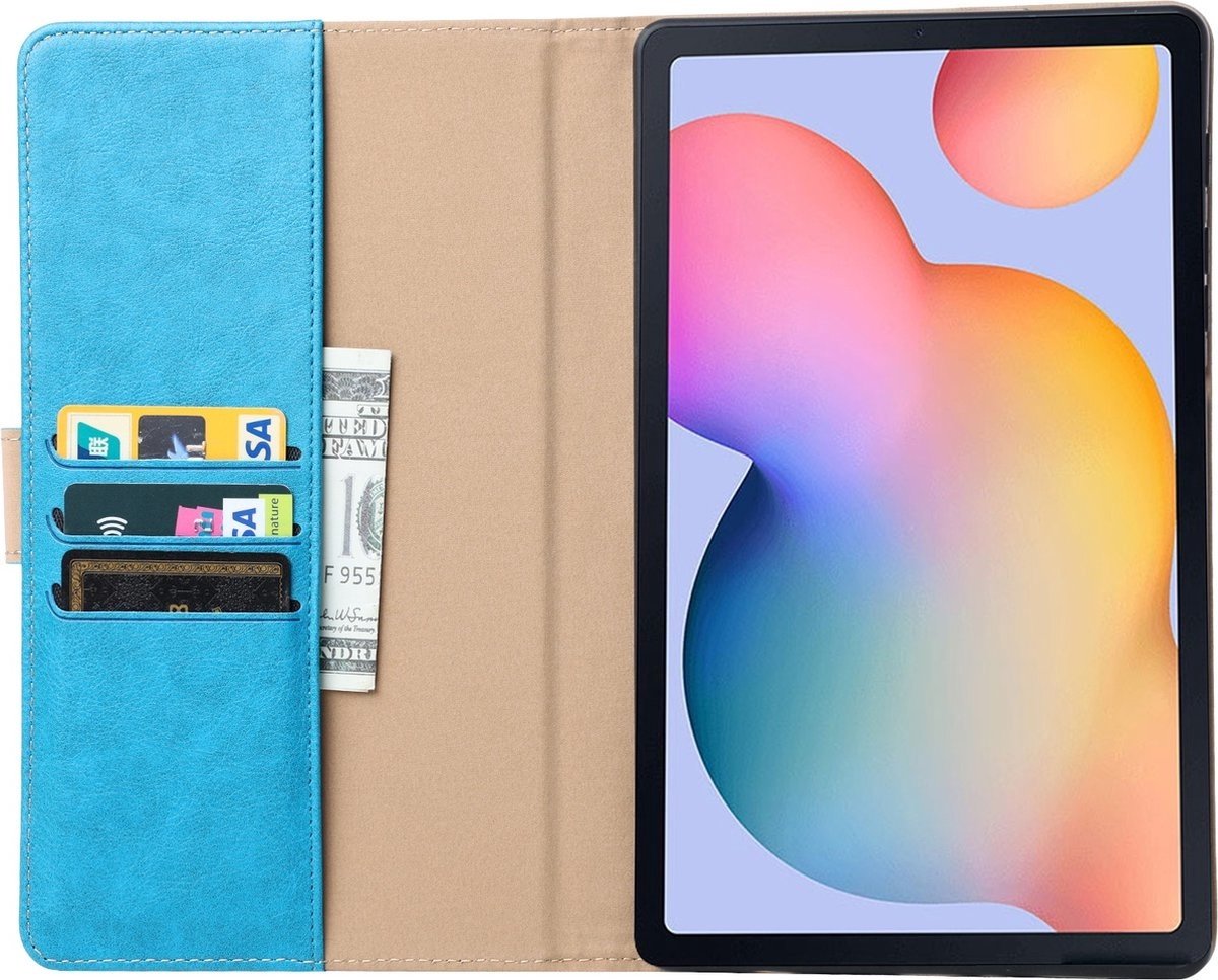 BixB Bookcase Samsung Galaxy Tab S6 Lite (2020 / 2022) Hoes Luxe Premium case – Blauw