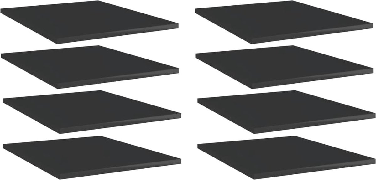 VidaLife Wandschappen 8 st 40x50x1,5 cm spaanplaat hoogglans zwart