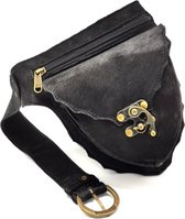 Sac ceinture en cuir avec peau de vache et pierre turquoise - avec compartiment pour téléphone portable - Style Ibiza - horizontal